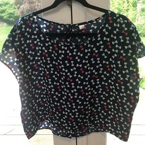 Divided by H&M Navy Bow Top